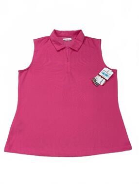 Grand Slam Performance Sleeveless Polo Shirt in Pink, Size Large